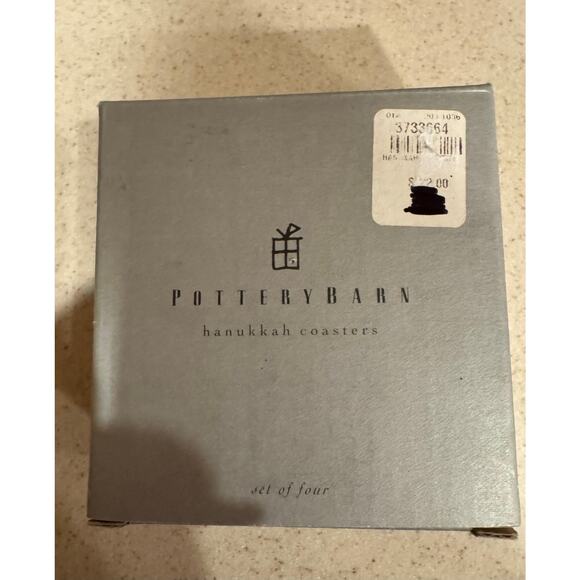 Pottery Barn Hanukkah Tidbit Plates Set of 4 Blue White Silver 4" - Picture 4 of 4